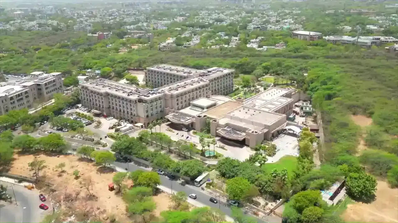 The Grand New Delhi and the green around it in Vasant Kunj, from the air