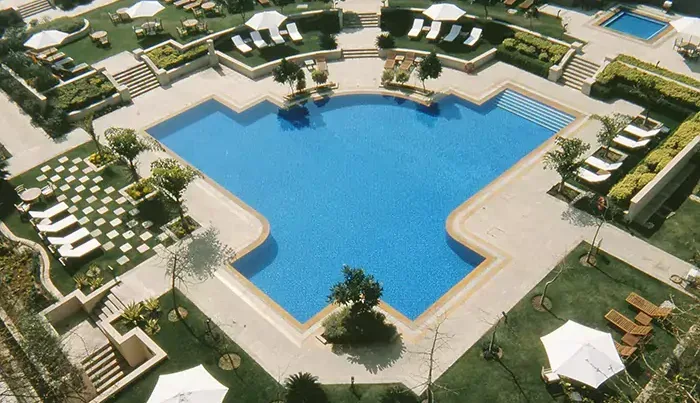 The pool at The Grand New Delhi from above